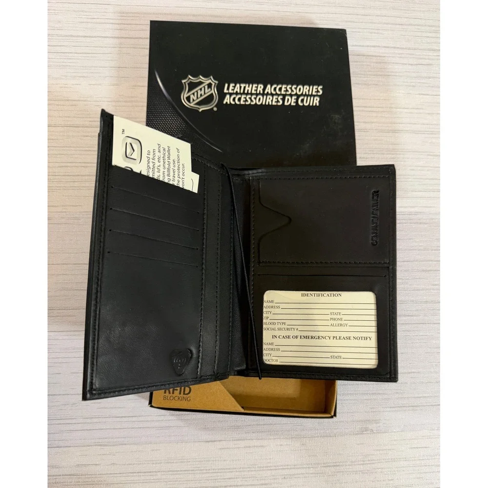 NHL St. Louis Blues Rico Industries Black Genuine Leather RFID Bifold Wallet NEW